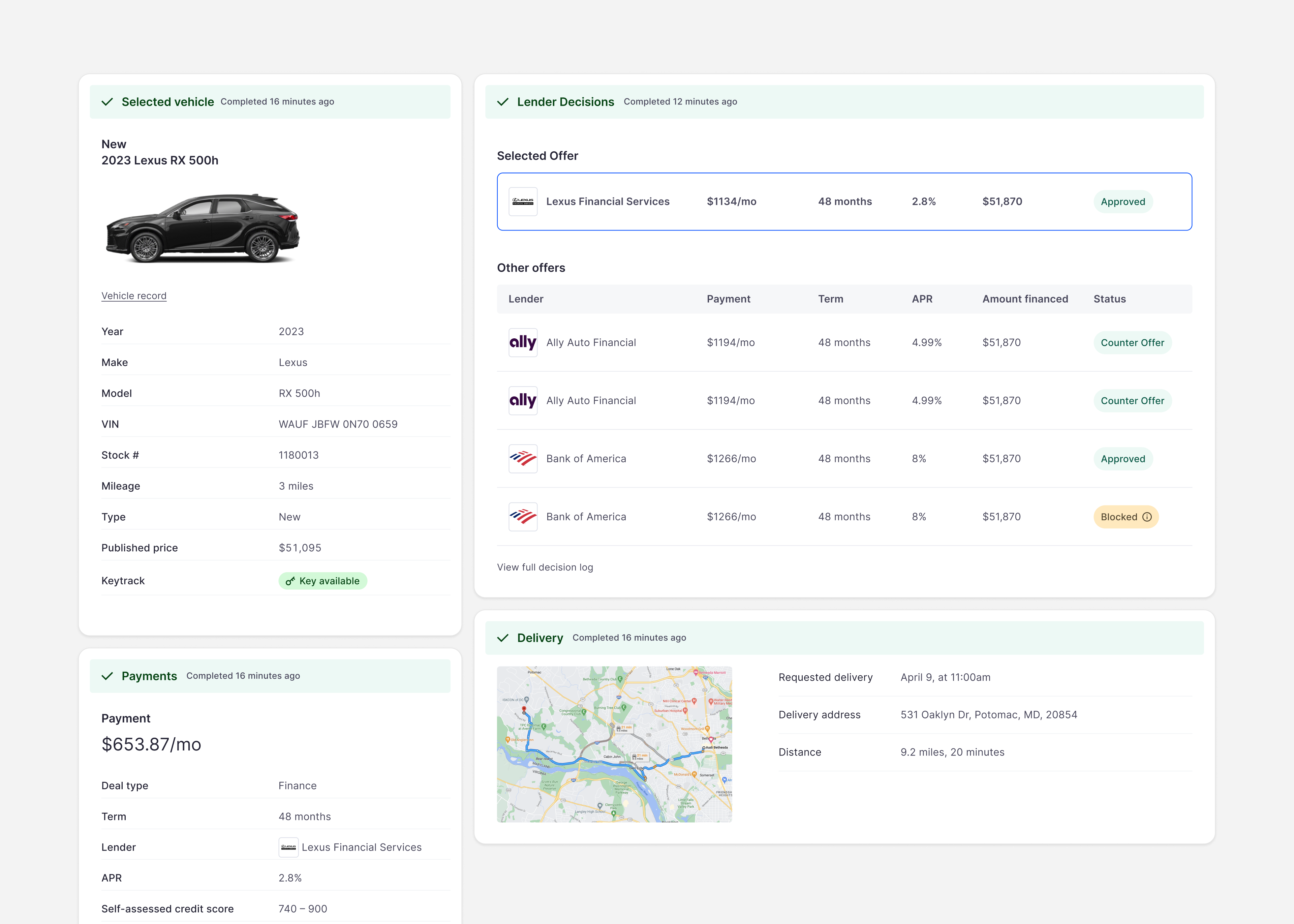Customer profile cards — product UI showcase
